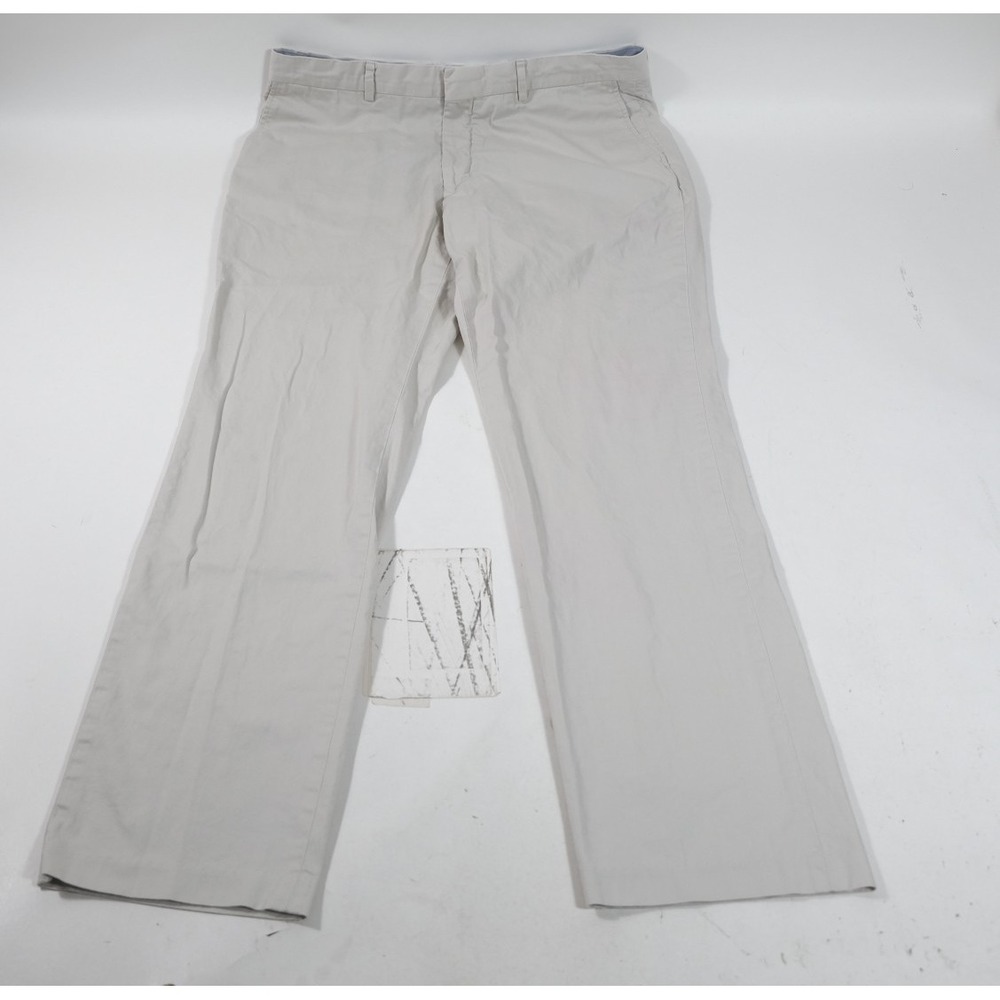 Saks Fifth Avenue Chino Pants Men 36 Gray Straight Leg Cotton Twill Trousers